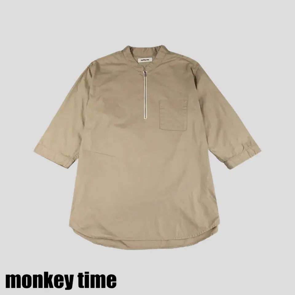 Monkey Time 몽키타임 베이지 체스트포켓 하프집업 반집업 코튼10